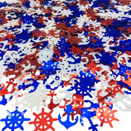 Confetti Birthday Nautical Confetti Wedding Blue Anchor Sequins Baby Shower Party Scatter Glitter Metallic Table Decoration for Birthday Anniversary Weeding Event Accessories (Boat Anchor)