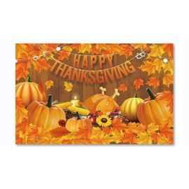 Large Happy Thanksgiving Banner Backdrop, Fall Decorations, Turkey Maple Leaves Pumpkin Banner, Party Outdoor & Indoor Decor Supplies