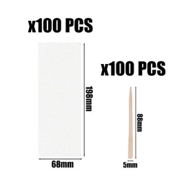 Pack of 100 Hair Removal Wax Paper and 100 Wax Sticks, Hair Removal Wipes, Hair Removal Aids, Beauty Care Tools