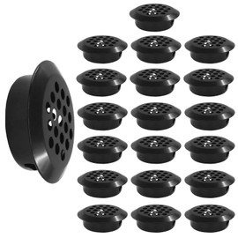 Unlorspy 20 Pcs Circular Soffit Vents 1-Inch(25mm) Stainless Steel Round Air Vents Round Vent Mesh Hole Louver for Kitchen, Cabinets, Wardrobes and Shoebox (Black)