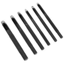 WOONEKY 6pcs Leather Belt Hole Puncher Heat Treated Punch Tool Easy to Use for Leather Craft Projects