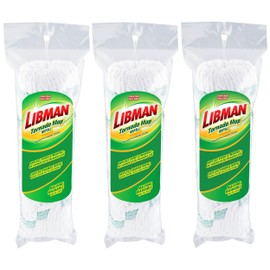 Libman Tornado Mop Refill, Direct Replacement Head for Libman Self Wringing Twist Mop, Cotton, Machine Washable, 3 Pack