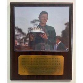 Rory McIlroy 2025 Masters Champion 8x10 Photo Plaque w 4 day scorecard nameplate - Oak, With Green Jacket