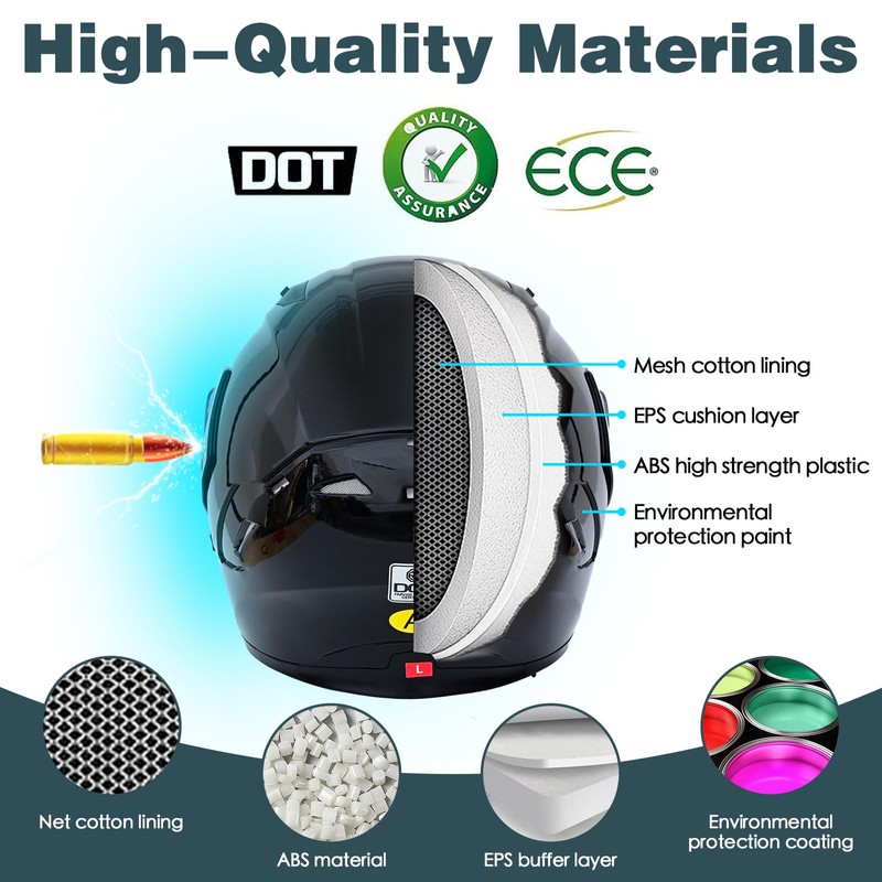 Motorcycle Bluetooth Modular Helmet, DOT Approved Dual Visor Full Face