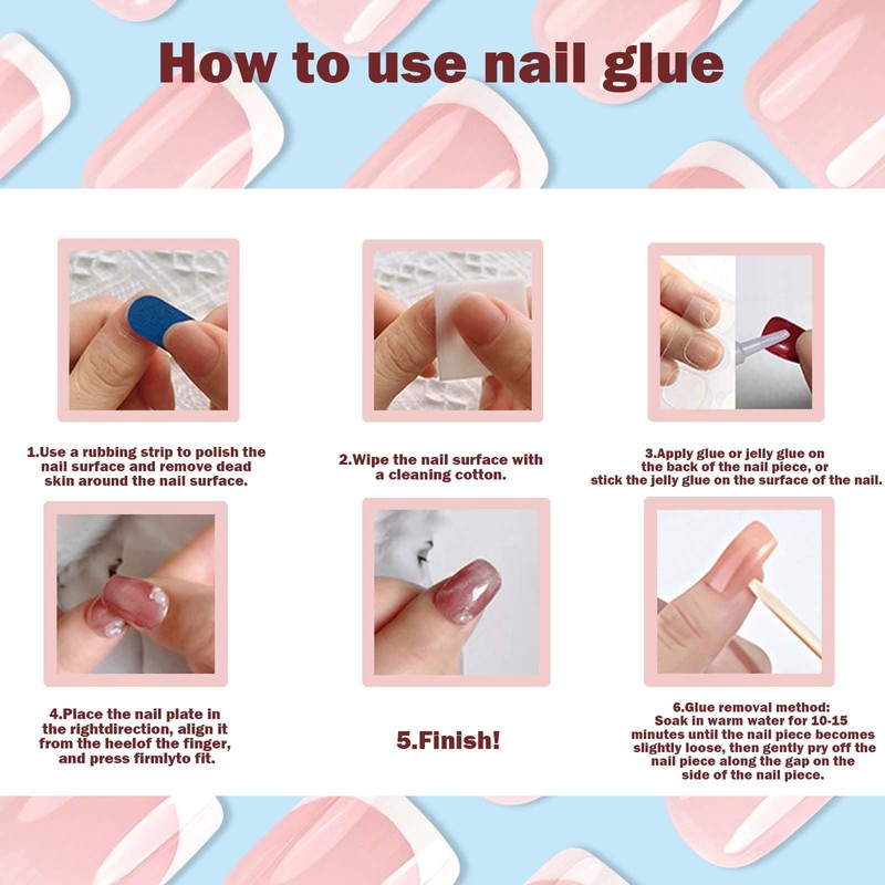 24Pcs, French False Nails Short，Classic French Fake Nails, White Tip