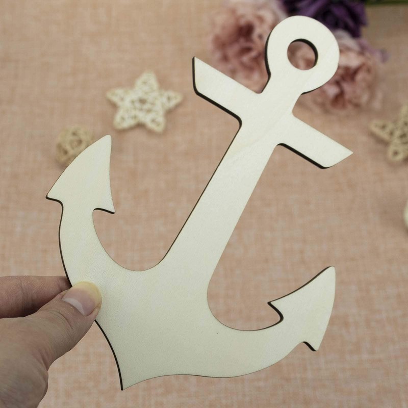Anchor Shape Hanging Wood Unfinished Wood with Twines DIY Craft