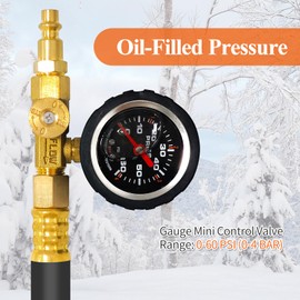 Brass RV Winterizing Kit with Pressure Gauge - 17 Inch Garden Hose, 3/4" GHT Blow Out Fitting Adapter & 1/4" NPT Quick Connect Plug - Sprinkler Blowout Tool for Camper, Travel Trailer