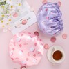 TIESOME Kids Shower Caps, 2 PCS Pink & Purple Waterproof