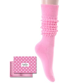 Slouch Gifts for Women - Slouchy Scrunch Scrunchy Socks, Pink Long Tube Socks
