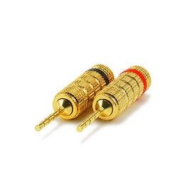 Monoprice 1 Pair of Gold Plated Speaker Pin Plugs, Closed Screw Type