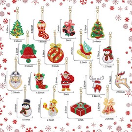 YICHEN 17 Pieces 5D DIY Diamond Painting Key Ring Christmas Key Ring DIY Diamond Painting Keychain 5D Full Drill Diamond Painting Keychain Bag Pendant Gift