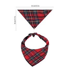 Red Tartan Dog Bandana Christmas Dog Bandanas Classic Plaid Reusable Washable Pet Triangle Scarf Pet Bandana Pets Costume Accessories
