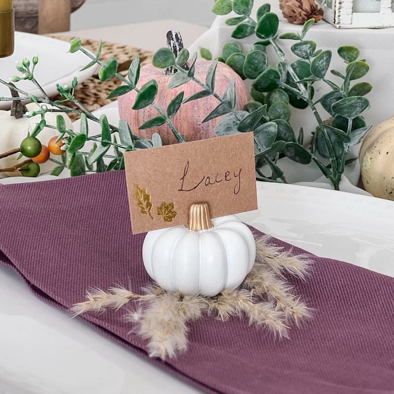 Kate Aspen White Pumpkin Place Card Holders - Set of