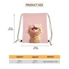 PJHEQOXE Pink Drawstring Backpack Bags Sack Cute Orange Cat Drawstring