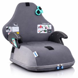 Trunki BoostApak Car Booster Seat - R129 Certified High Back Booster Seat for Children 126–150cm, Folding, Portable Travel Backpack - Graphite Grey