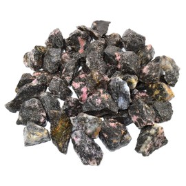 HQRP Natural Rhodonite Rough Stones Pink Black Gemstone Crystal Mineral Cabochon Specimen Cabs from Madagascar (5PCS)