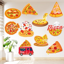 10 Pieces Pizza Party Cutouts Big Pizza Cut-Outs Pizza Birthday Party Decorations Pizza Theme Cardboard Cutouts for Pizza Birthday Party Baby Shower Supplies