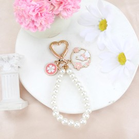 Tranbath Keyring with Pearl Pendant, Perfect as a Personal Gift for Women, Birthday Gift for Mum, Silver6, S