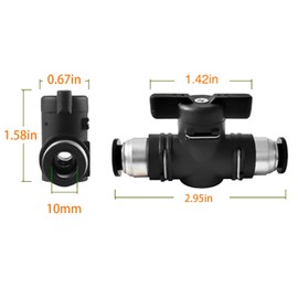CEKER 10mm Push Connect Valve Ball Valve 10mm Air Flow Control Valve Quick Connect Valve Tube Fittings Straight Union Pneumatic air compressor valve 3Pack