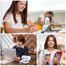 PANDASZ Aesthetic Pencil Case for School Supplies - Cute Zipper Pencil Pouch - Pen Holder Bag/Organizer in Soft Corduroy for Teen Girls Boys Adults (Zebra)