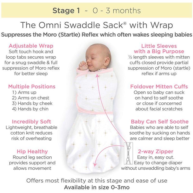 SwaddleDesigns Omni Swaddle Sack with Wrap & Arms Up Sleeves