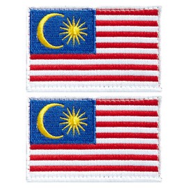 stidsds Paquete de 2 parches bordados de la bandera de Malasia, banderas de Malasia, parches tácticos militares para ropa, sombreros, mochilas, decoraciones de orgullo