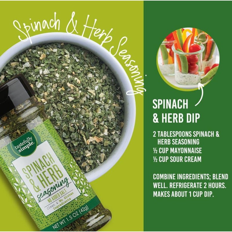 Tastefully Simple Spinach and Herb Seasoning, 1.5 Ounce