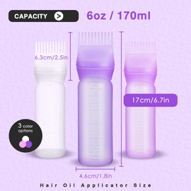Chazcool Hair Oiling Applicator, 3 PCS Hair Applicator Bottle, Hair Oiler with Graduated Scale, Root Comb Applicator Bottle 6 Ounce
