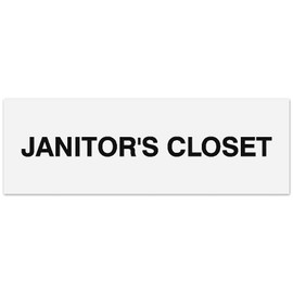 Signs ByLITA Basic Janitor's Closet Sign - Laser-Engraved Lettering | Durable ABS Plastic | Vibrant Colors | Powerful Foam Tape (White) - Medium