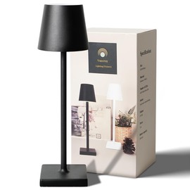 Vueeray Lighting Fixtures IP54 Poldina Rechargeable Table Lamp,Cordless Waterproof LED Lamp,5200 mah,Dimmable 3 Level,Indoor/Outdoor (Black)