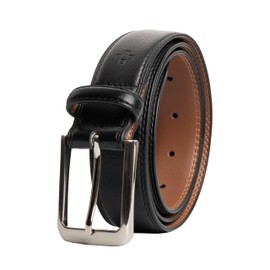 Vince Camuto Mens Belt | Black Belt | Double Stitch Detailing | Genuine Leather Belt (BLACK, 34)