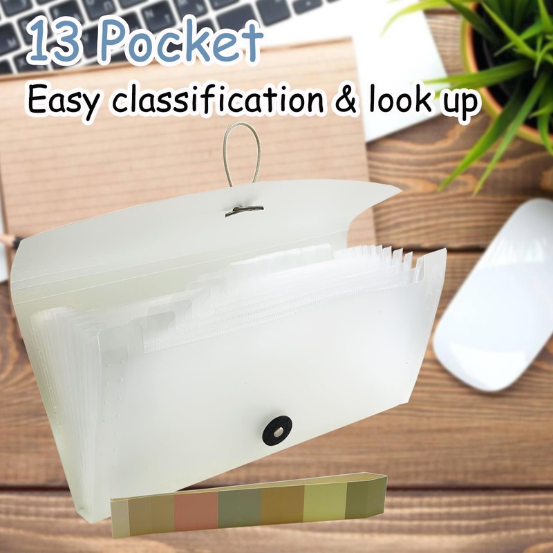 Gtheimn Portable 13-Pocket Receipt & Coupon Organizer, Small Expanding Accordion