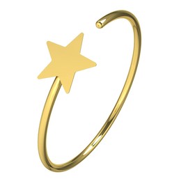 14K Solid Yellow Gold Plain Flat Star 22 Gauge - 8MM Diameter Open Hoop Nose Piercing Ring Jewellery