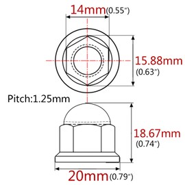 Wanyifa Titanium M6 M8 M10 Dome Head Acorn Nuts for Bicycle Motorcycle Exhaust Pipe Car Pack of 6 (M10, Black)