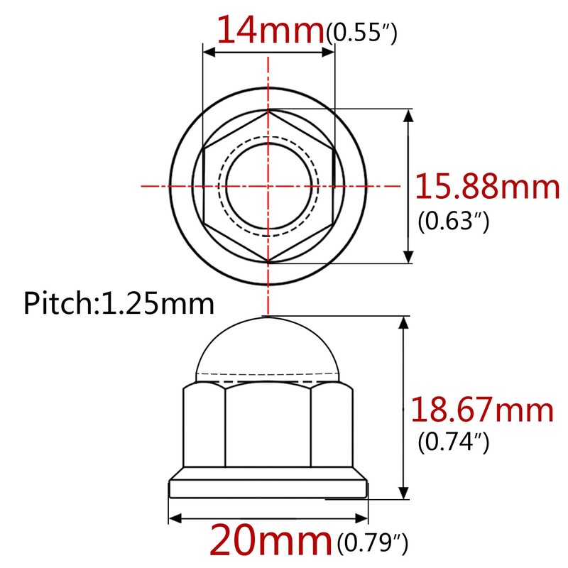 Wanyifa Titanium M6 M8 M10 Dome Head Acorn Nuts for