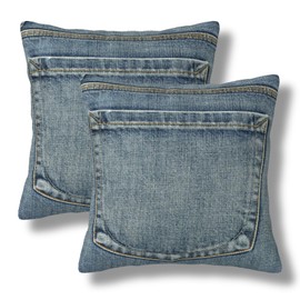 BEITUOLA Blue Country Back Pocket of Jeans Throw Pillow Covers 18x18 Set of 2 Western Decorative Pillow Cover Vintage Outdoors Square Pillowcase Cushion Case Home Decor for Sofa Couch Bed