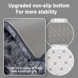 Ailyei Ultra Soft Runner Rugs for Bedroom Hallways with Upgraded Non-Slip Rubber Backing & Thick Memory Sponge, 2x8 Feet Fluffy Shag Throw Area Rug for Bedside Dorm Tie-dye Dark Grey