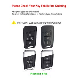 YONUFI for Volkswagen Key Fob Cover Leather Car Remote Case Holder Keychain Compatible for VW Tiguan Atlas Jetta Passat Golf Alltrack -Blue