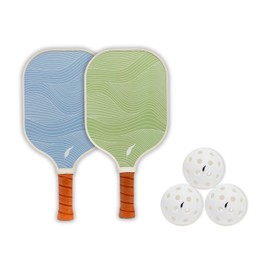 Inscribe Pickleball Paddle Set (2 Paddles & 3 Balls) – Bold & Fun Design, Durable Fiberglass Surface, Lightweight Honeycomb Core & Comfort Grip for Game-Changing Play! (Sage Green and Baby Blue)