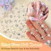 Silver Star Dangle Nail Charms, Heart Star Planet Nail Charm,