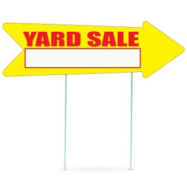 Yellow Yard Sale Arrows Yard Sign Double Sided With Stakes Large 16 Inch By 5 Inch Arrow Bright Yellow Signs (1)