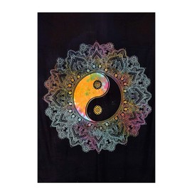 Doraya Cotton Hippie Hippy Celestial Wall Hanging Indian Bohemian Psychedelic Ying Yang Tie Dye Mandala Tapestry (Multicolour 2, 30x40 Inches)