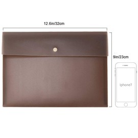 VANRA 5 Pieces A4 Envelopes Folders for Paperwork Plastic Wallets Document Organizer with Snap Button Closure A4 Letter Size (Brown)