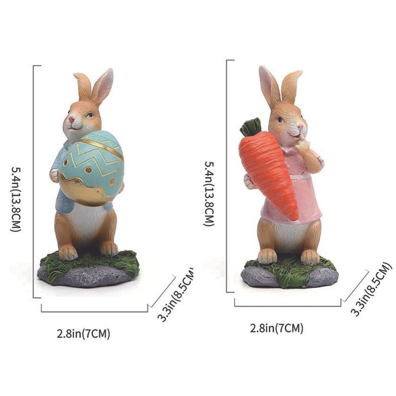 Easter Bunny Figurines with Carrot Cute Resin Bunny Rabbit Statue