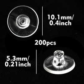 200 Pack Clear Rubber Earring Safety Backs Clutch Earring Pad