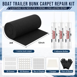 Threlaco Marine Boat Trailer Bunk Carpet Kit, 20 Ft x 12 in Black
