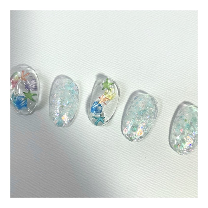 ˡᴬᴺᵀᶤˡ Summer lump glitter handmade nail tip - Short Almond