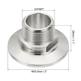PATIKIL 1.5 in TC Tri Clamps Adaptor, 2pcs Tri Clamps Fittings to NPT 3/4 Male Thread Adaptor Sanitary 304 Stainless Steel for Food Beverage Equipment, 50.5mm Ferrule