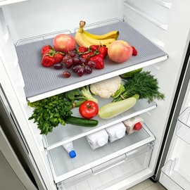Silicone Refrigerator Shelf Liners Non Slip Fridge Drawer Mats Waterproof Washable Protective Liner for Kitchen Cabinets Drawers Home Kitchen Organization (Grey)