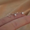 Boho Wedding Mini Cz Tiny Hoop Earrings Gold Silver Thread